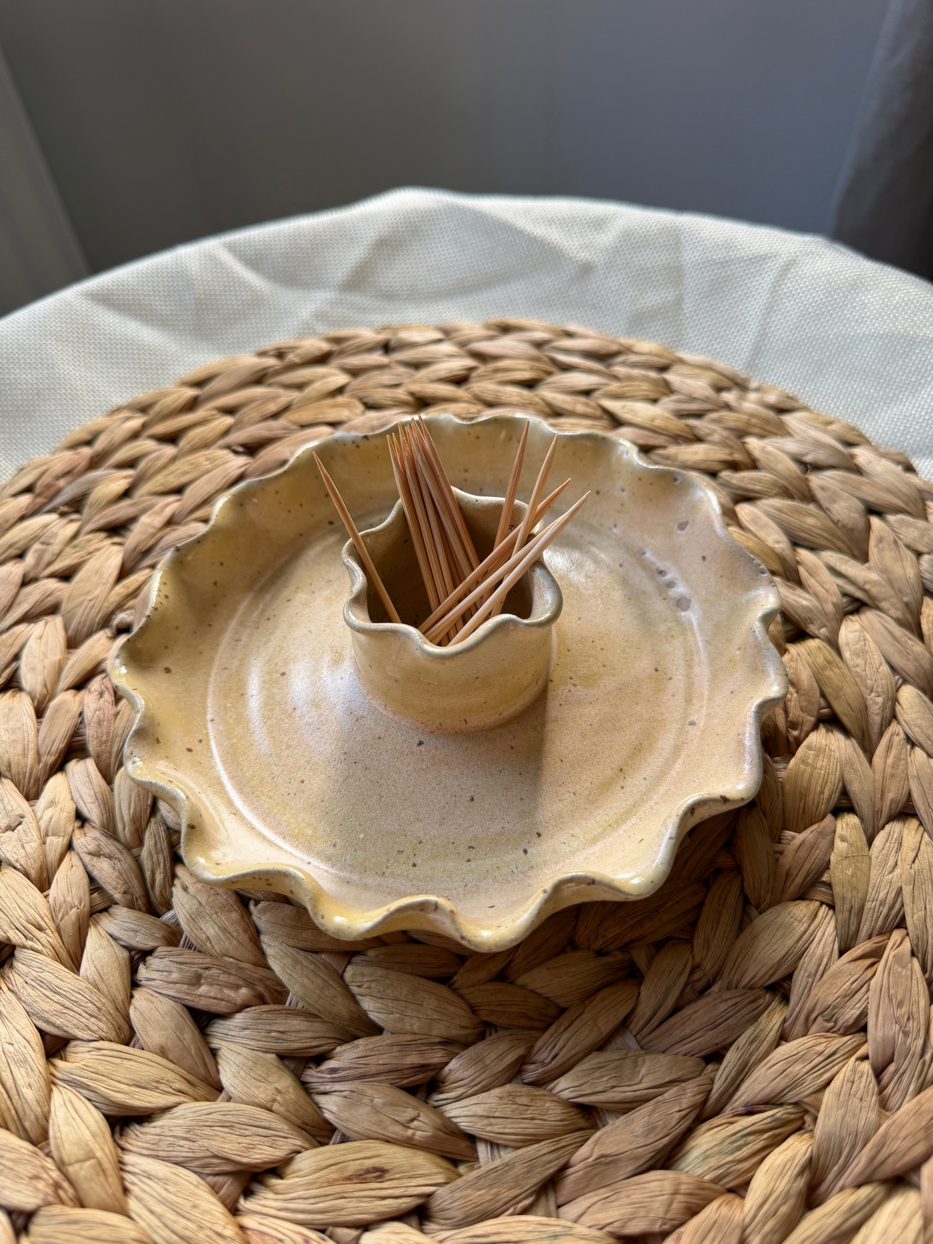 Olive Dish with wavy rim