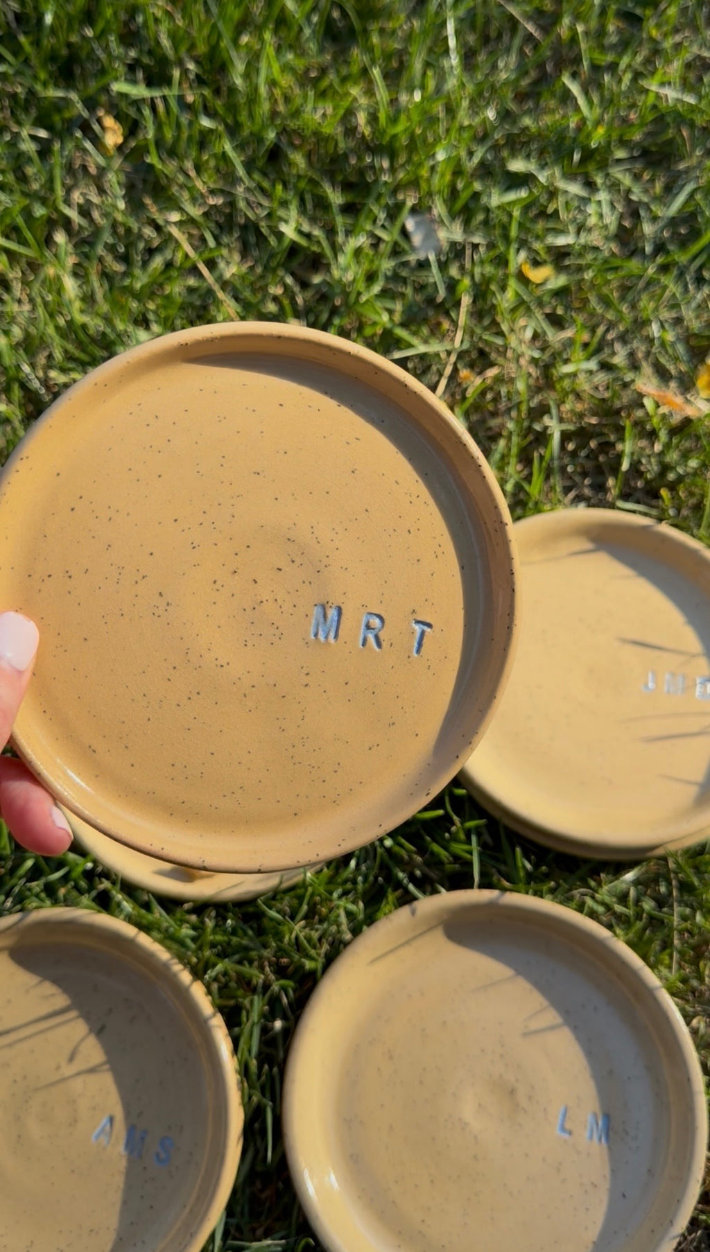 Made to order: Personalized Handmade Speckle Clay Ring Dish, Custom Initials, Bridesmaids Gift