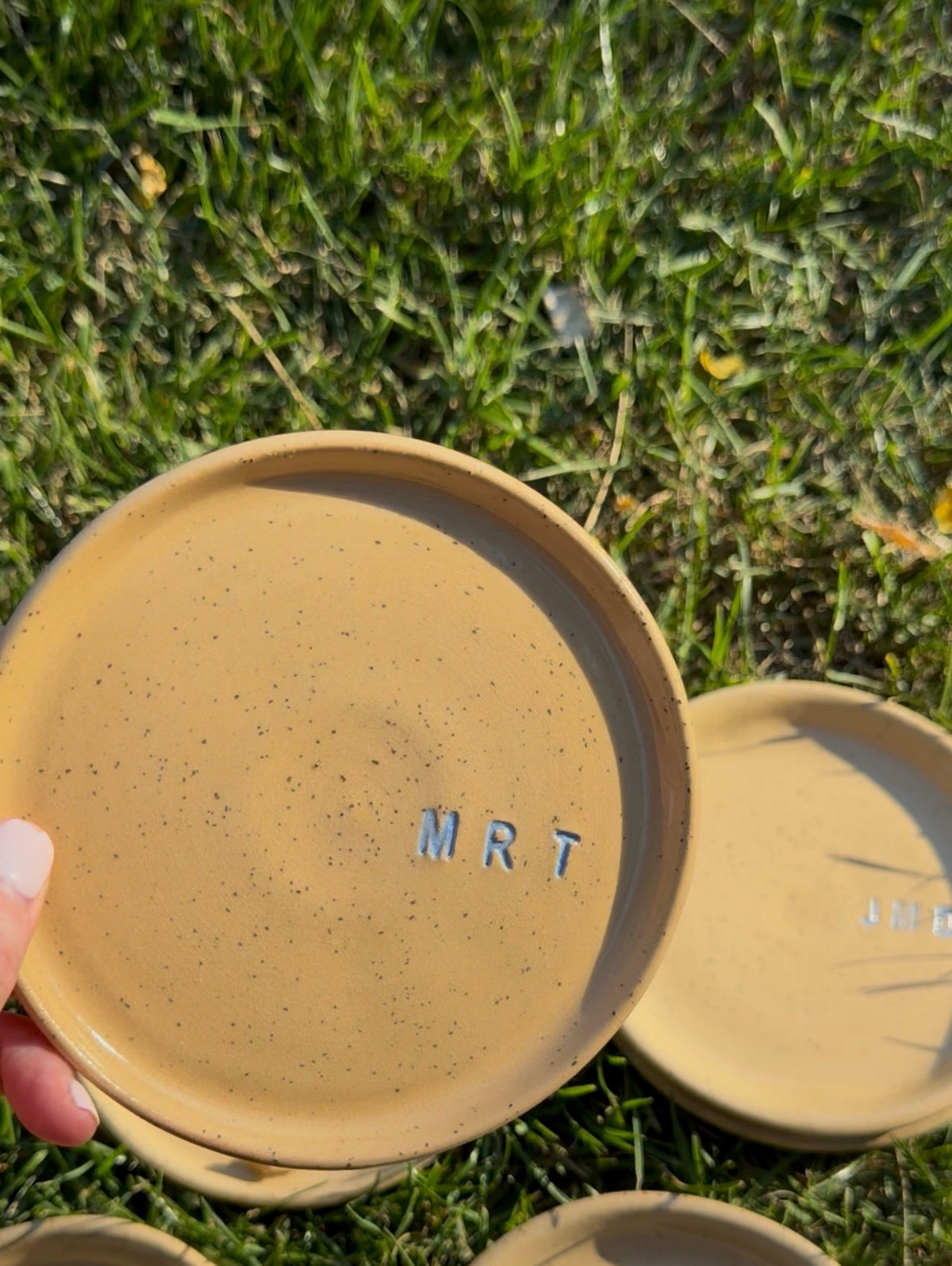 Made to order: Personalized Handmade Speckle Clay Ring Dish, Custom Initials, Bridesmaids Gift