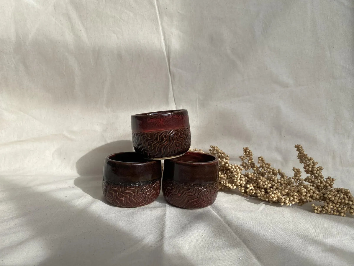 Handcarved ceramic cortado cup (125ml, 4oz)