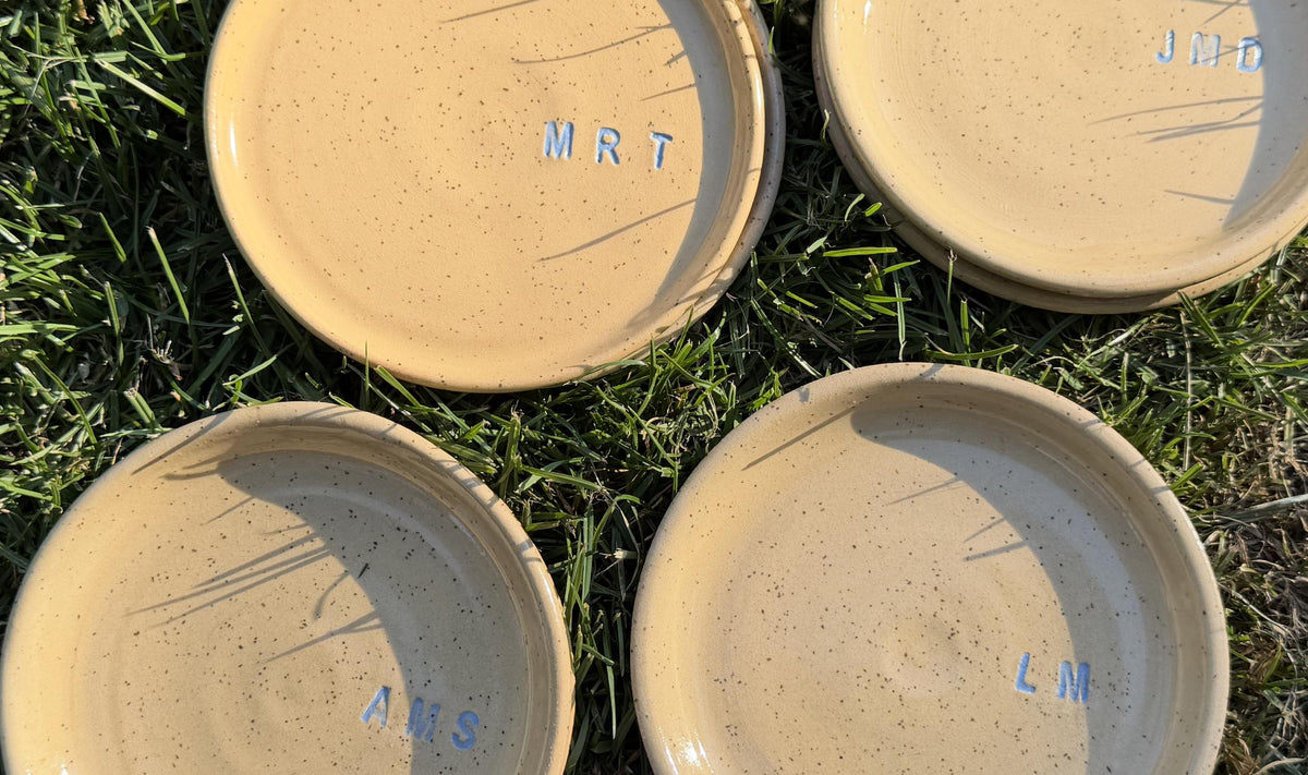 Made to order: Personalized Handmade Speckle Clay Ring Dish, Custom Initials, Bridesmaids Gift